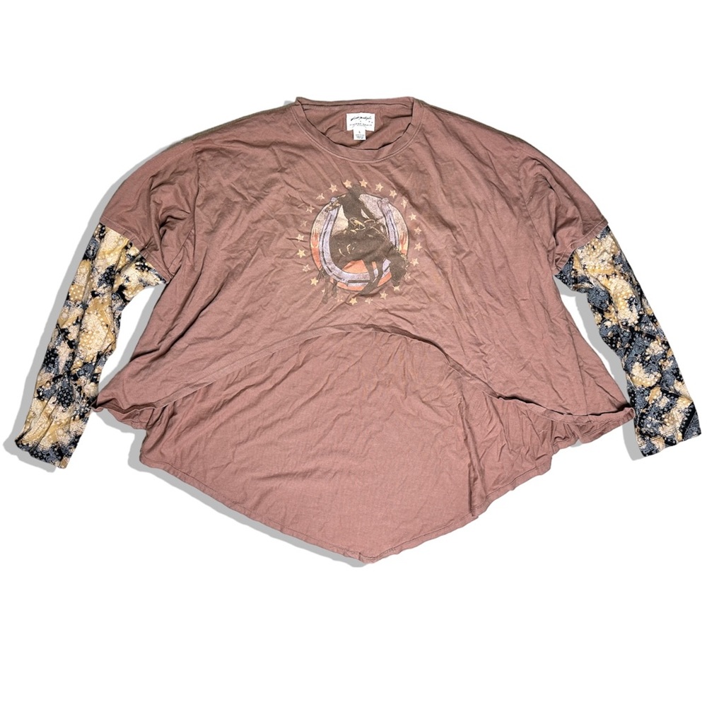 Free People x Vintage Souls Bandana Rodeo Twofer Cropped Tee Long Sleeve Top - Picture 4 of 9